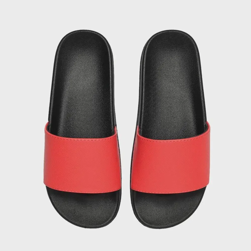 Minimalist Vegan Saffiano Leather Comfort Slides | Japanese Streetwear Sandals